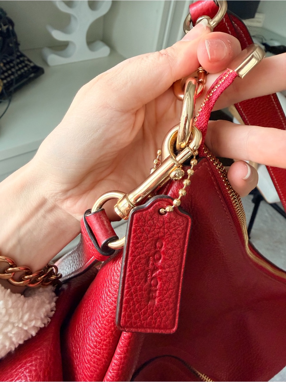 COACH Pennie Red Pebbled Leather Shoulder Crossbody Bag 6152 NEW - Picture 9 of 16